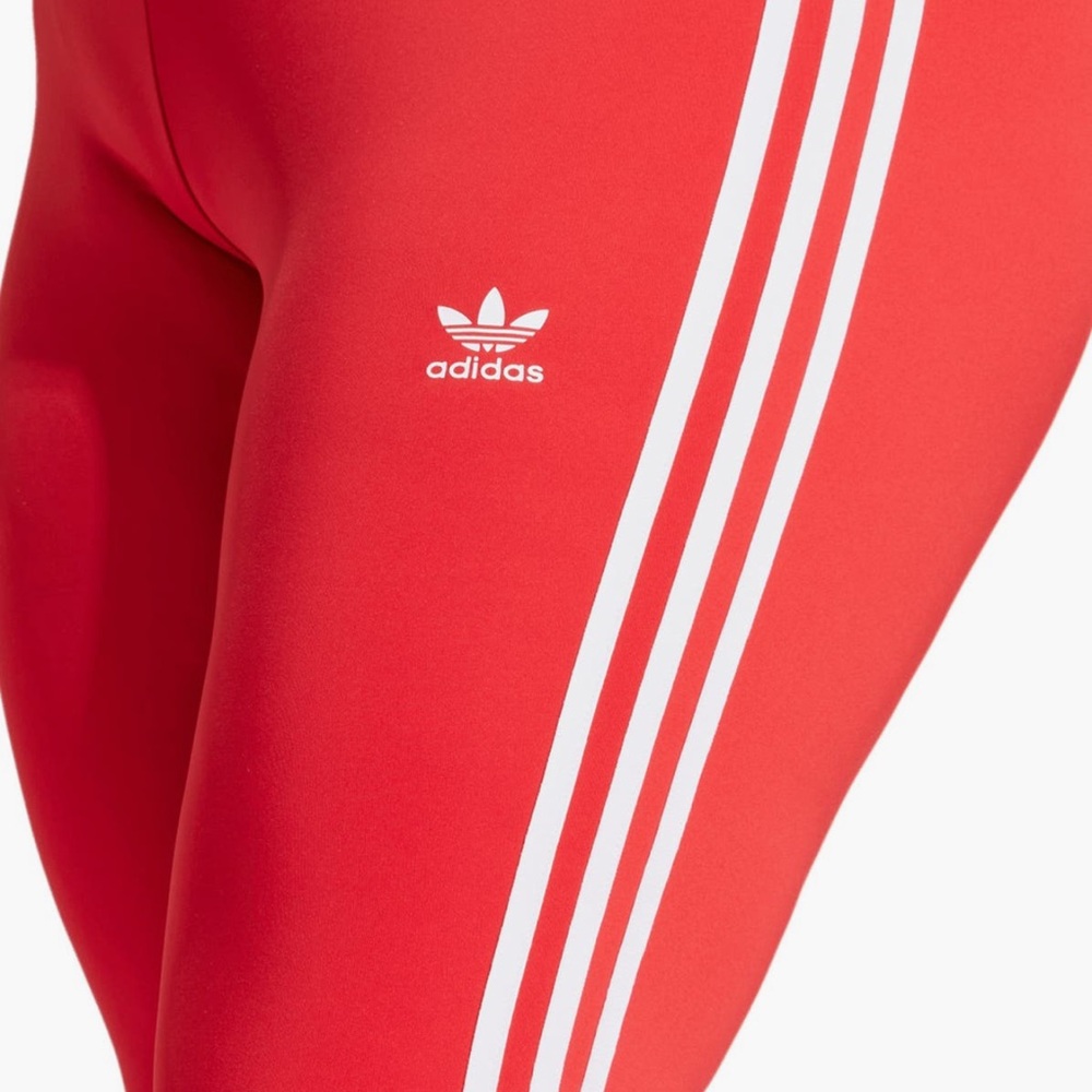 adidas Red Track Pants with White Triple Side Stripes - Women - Picture 3 of 4